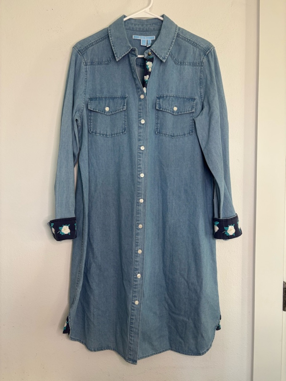DRAPER JAMES MEDIUM WASH DENIM MIDI DRESS SZ 14